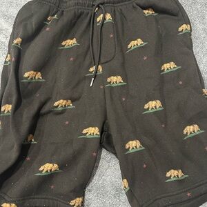 Men's Black Bear Pattern Athletic Shorts